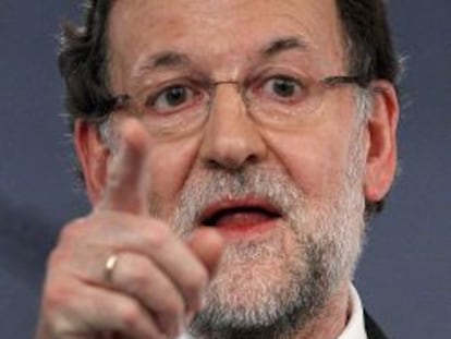 El presidente del Gobierno, Mariano Rajoy, durante la rueda de prensa.