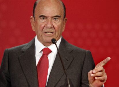 Emilio Botín, durante la rueda de prensa de presentación de resultados.