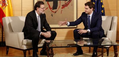 Mariano Rajoy y Albert Rivera, durante su reuni&oacute;n en el Congreso. 