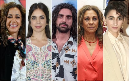 Desde la izquierda: Rosario Flores, Elena Furiase, Guillermo Furiase, Lolita Flores y Alba Flores.