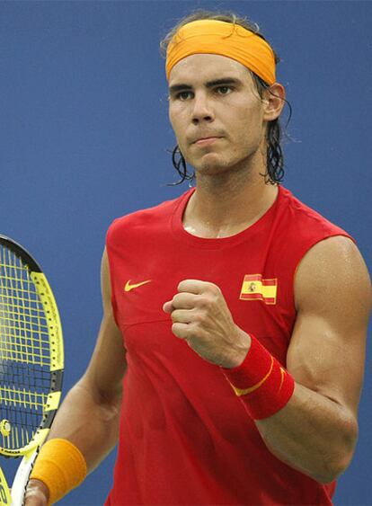 Rafael Nadal en un momento de su partido Nadal ante el austriaco Melzer, que le ha dado el paso a semifinales