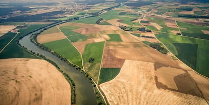 Vista aérea de campos de cultivo, en una imagen de archivo.