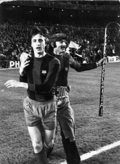 Cruyff celebra uno de los goles del partido de 1974.