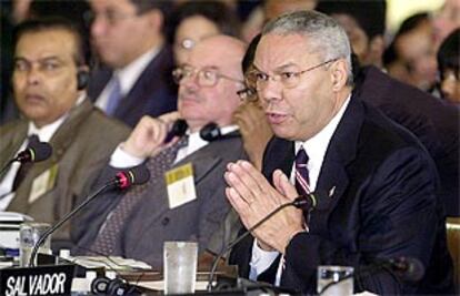 Colin Powell, durante la reunión de emergencia de la Oficina de Estados Americanos celebrada en Washington.