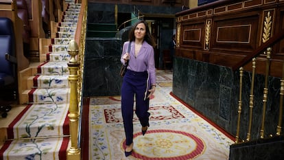 Ione Belarra, a su llegada este jueves al Congreso de los Diputados.