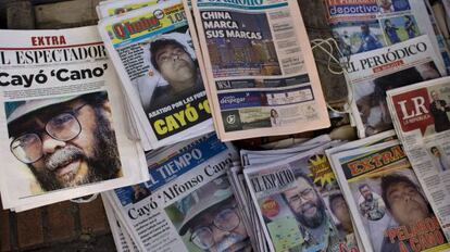 Portadas de la prensa colombiana informando de la muerte de Cano.