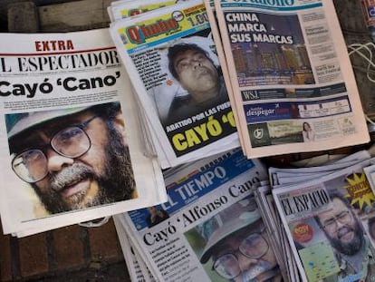 Portadas de la prensa colombiana informando de la muerte de Cano.