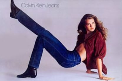 Uma Brooke Shields adolescente na campanha da Calvin Klein.