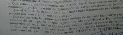 Extracto de la denuncia.