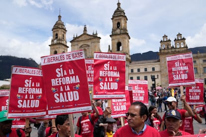 Manifestación a favor de la reforma del sistema de Salud en Bogotá, Colombia, el 14 de febrero 2023.