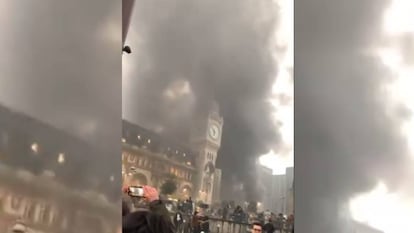 Una columna de humo en las inmediaciones de la estación de Lyon, en París.