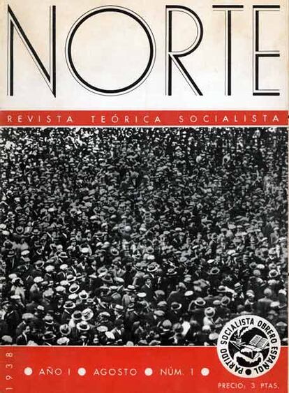 Cubierta de la revista socialista <i>Norte</i>, el único número que se publicó fue esto, el del agosto de 1938, en Barcelona.