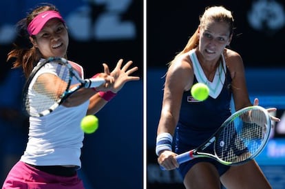 Na Li y Dominika Cibulkova, durante sus partidos de semifinales