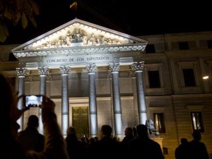 Nueva iluminacion por LED del Congreso de los Diputados.