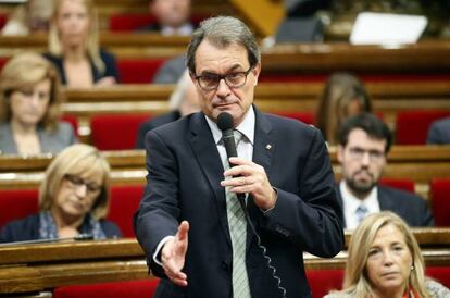 El president de la Generalitat, dimecres al Parlament.