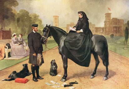 'Queen Victoria at Osborne' (1866) de Edwin Landseer, donde se ve a la reina Victoria con su asistente John Brown.