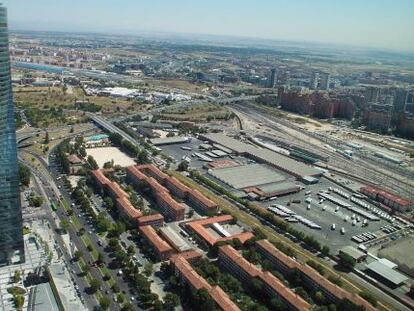 Terrenos del proyectado Distrito Castellana Norte, vistos desde las cuatro torres del Paseo de la Castellana.