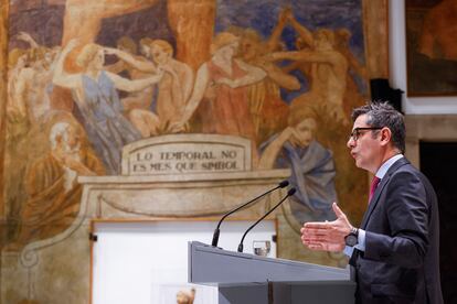 El ministro de la Presidencia, Félix Bolaños, este jueves en el Palau de la Generalitat, en Barcelona.