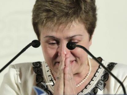 La comisaria europea de Cooperación Internacional, Ayuda Humanitaria y Respuesta a las Crisis, Kristalina Georgieva, durante su intervención.