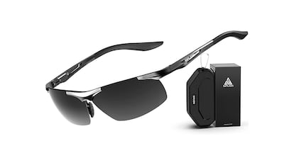 Men's sunglasses on white background.