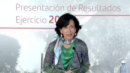 La presidenta del Santander, Ana Botín, en la presentación de resultados 2020.  EUROPA PRESS  03/02/2021