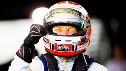 Kevin Magnussen celebra su primer podio en el Mundial. 