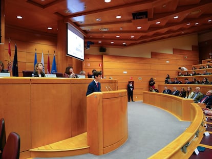 Antonio Herrera, secretario general de la XVII edición de SEKMUN, durante el acto de inauguración que tuvo lugar en el senado de España el pasado 9 de marzo.