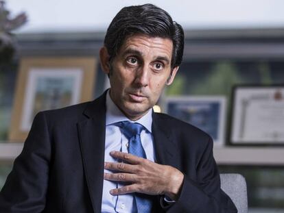 El presidente de Telefonica, Jose Maria Alvarez-Pallete, en su despacho, en la sede de Telefonica de las Tablas.