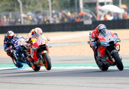 Dovizioso, Márquez y Viñales.