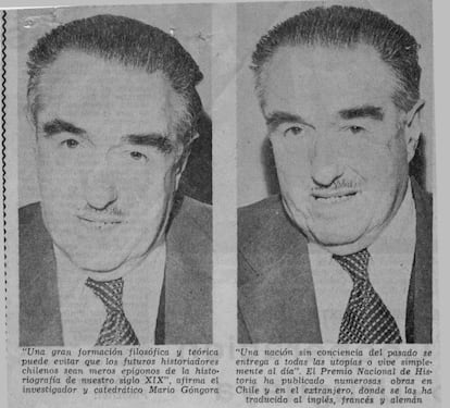 Mario Góngora, ganador del Premio Nacional de Historia, en 1976