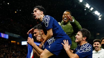 Los jugadores del PSG celebran el cuarto gol ante el Manchester City.