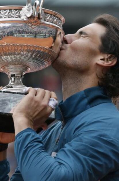 Nadal celebra la victoria en París.