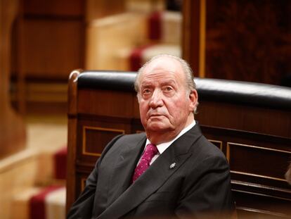 Foto de archivo del rey emérito don Juan Carlos I en el acto conmemorativo del 40º aniversario de la Constitución de 1978, en el Congreso a 6 de diciembre de 2018.