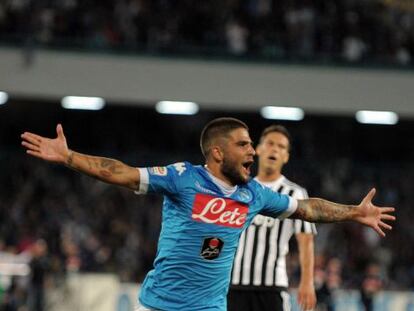 Insigne celebra un gol del N&aacute;poles.