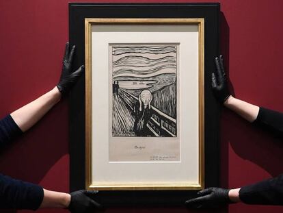 Litografía 'El grito', del artista noruego Edvard Munch, en el Museo Británico de Londres