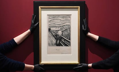 Litografía 'El grito', del artista noruego Edvard Munch, en el Museo Británico de Londres