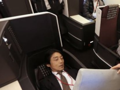 La secci&oacute;n Business Class de la empresa Japan Airlines.