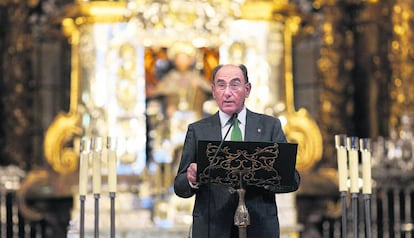 El presidente de Iberdrola, Ignacio Galán, durante su intervención en la catedral de Santiago.