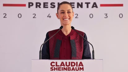 La presidenta electa de México, Claudia Sheinbaum, durante una conferencia de prensa en la Ciudad de México.