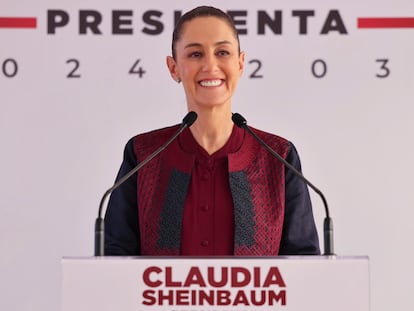 La presidenta electa de México, Claudia Sheinbaum, durante una conferencia de prensa en la Ciudad de México.