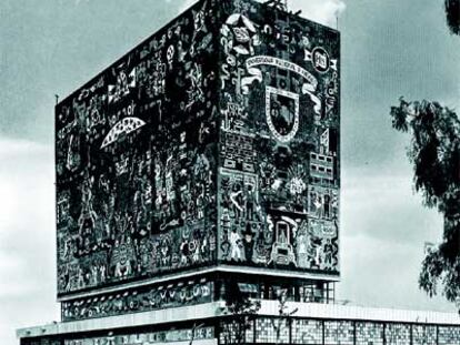 La Biblioteca Central Universitaria de México, de 1950, obra de Juan O&#39;Gorman.