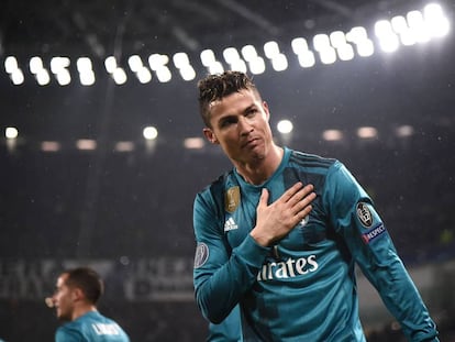 Cristiano Ronaldo después de marcar su gol de chilena a la Juventus.