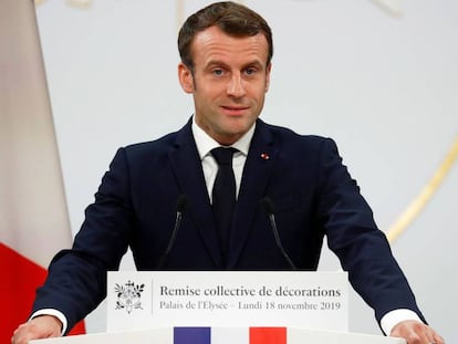 El presidente francés, Emmanuel Macron, este lunes en el Elíseo.