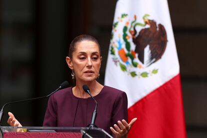 La presidenta electa de México, Claudia Sheinbaum, durante su discurso en la inauguración del Museo Vivo del Muralismo en Ciudad de México (México), el pasado 25 de septiembre.