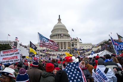 Protestors during the attack on the U.S. Capitol on January 6, 2021.