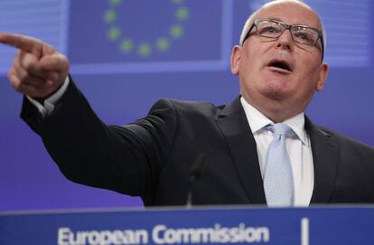 Frans Timmermans, este miércoles en conferencia de prensa.