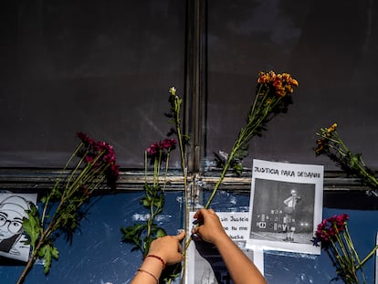 Una protesta por el feminicidio de Debanhi Escobar en la Ciudad de México el 22 de abril de 2022.