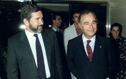 Joan Lerma, expresidente de la Generalitat, y Manuel Broseta, que sería asesinado por ETA en 1992, en una imagen de archivo.