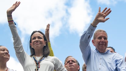 María Corina Machado y Edmundo González, durante la campaña en julio de 2024.