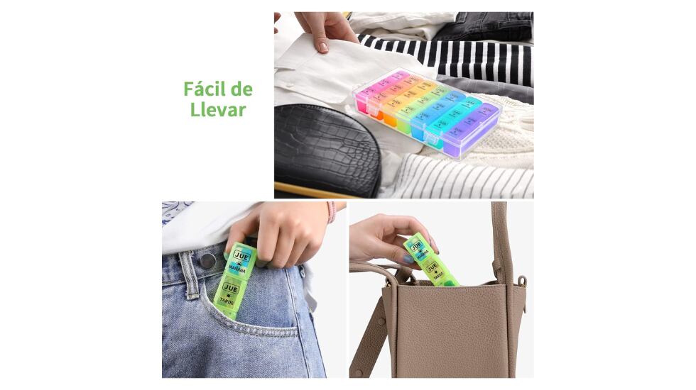 Transporta cómodamente este pastillero semanal.